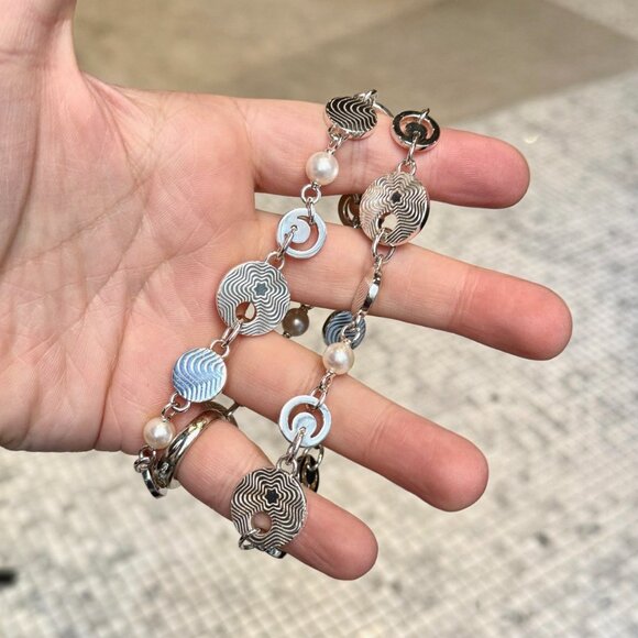 Montblanc Star Collection Sterling Silver Pearls Necklace & Bracelet Set - Picture 7 of 12